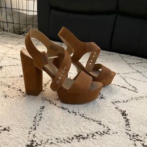 Brown heeled sandals